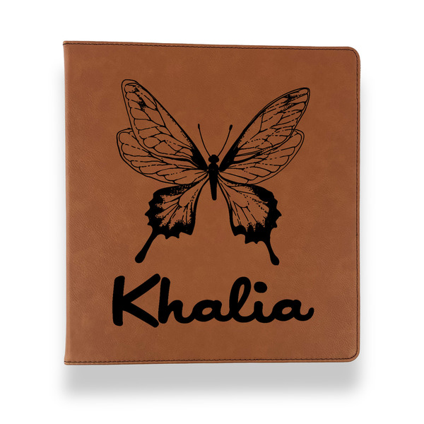 Custom Butterflies Leather Binder - 1" - Rawhide (Personalized)