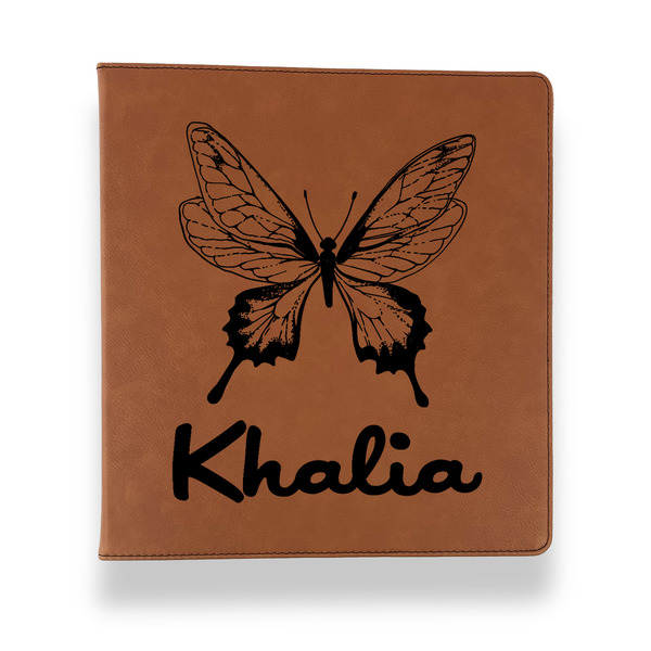 Butterflies Leather Binder - 1" - Rawhide - Front View