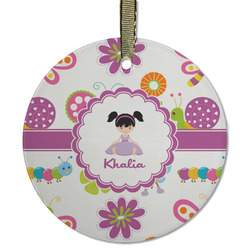 Butterflies Flat Glass Ornament - Round w/ Name or Text