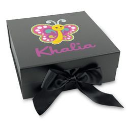 Butterflies Gift Box with Magnetic Lid - Black (Personalized)