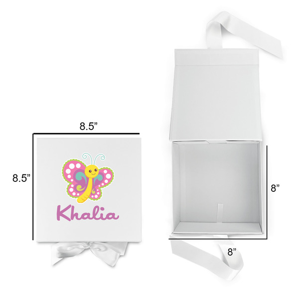 Butterflies Gift Boxes with Magnetic Lid - White - Open & Closed