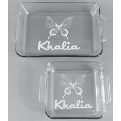 Butterflies Set of Glass Baking & Cake Dish - 13in x 9in & 8in x 8in (Personalized)