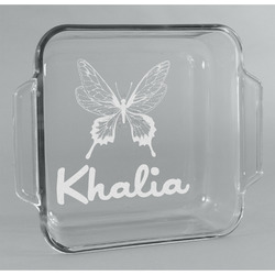 Butterflies Glass Cake Dish - 8in x 8in (Personalized)