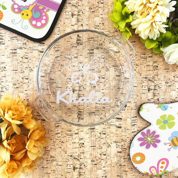 Butterflies Glass Pie Dish - LIFESTYLE