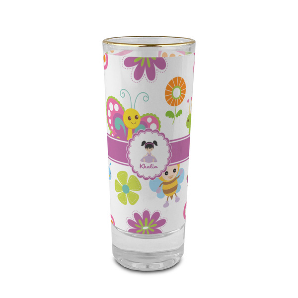 Custom Butterflies 2 oz Shot Glass - Glass with Gold Rim (Personalized)