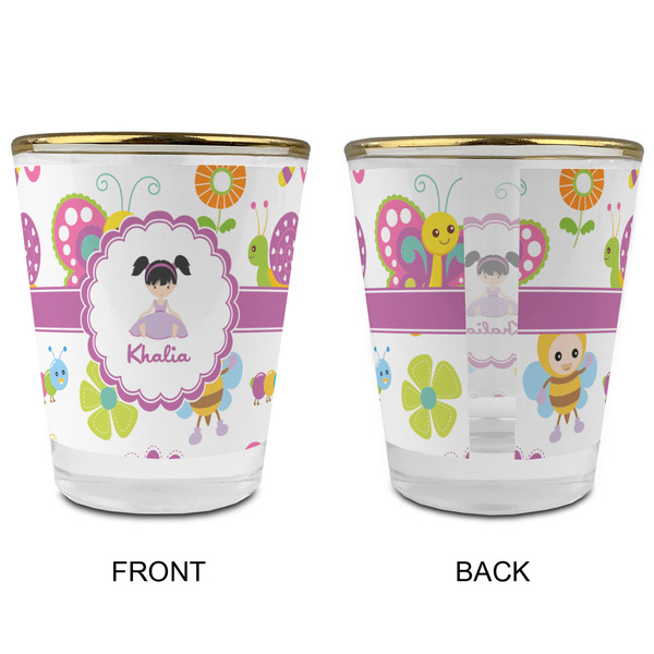 Butterflies Glass Shot Glass - with gold rim - APPROVAL