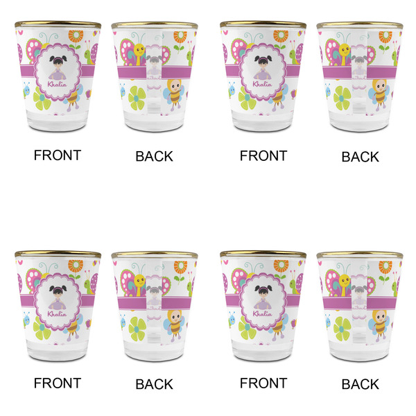 Butterflies Glass Shot Glass - with gold rim - Set of 4 - APPROVAL