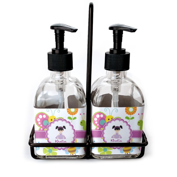 Custom Butterflies Glass Soap & Lotion Bottle Set (Personalized)