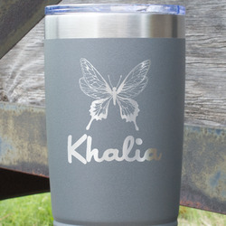 Butterflies 20 oz Stainless Steel Tumbler - Grey - Double Sided (Personalized)