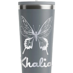 Butterflies RTIC Everyday Tumbler with Straw - 28oz - Grey - Single-Sided (Personalized)