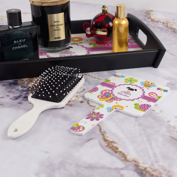 Butterflies Hand Mirror - With Hair Brush