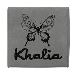 Butterflies Jewelry Gift Box - Engraved Leather Lid (Personalized)