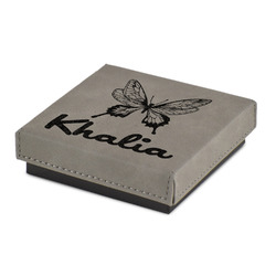 Butterflies Jewelry Gift Box - Engraved Leather Lid (Personalized)