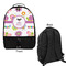 Butterflies Large Backpack - Black - Front & Back View