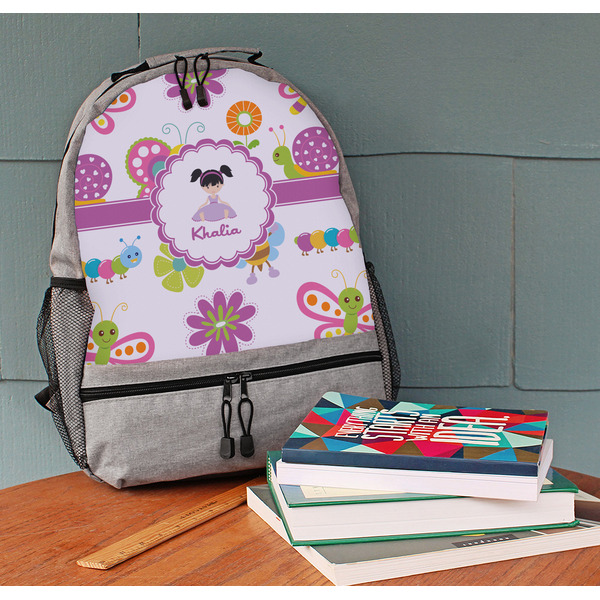 Butterflies Large Backpack - Gray - On Desk