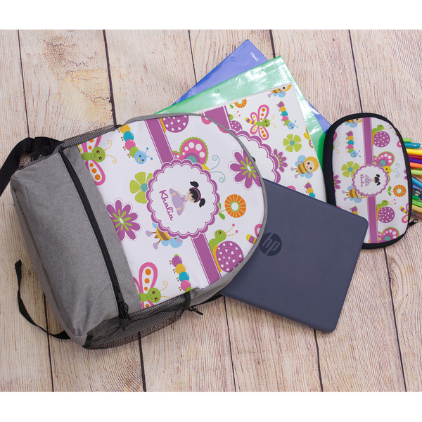 Butterflies Large Backpack - Gray - With Stuff