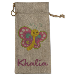 Butterflies Large Burlap Gift Bag - Front (Personalized)