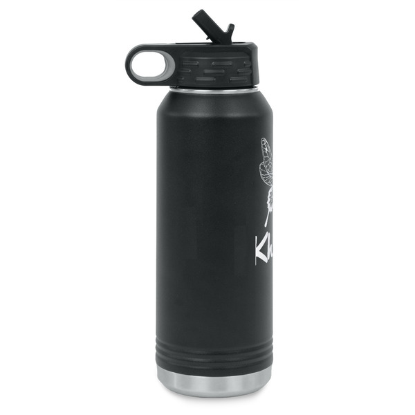 Butterflies Laser Engraved Water Bottles - Front Engraving - Side View