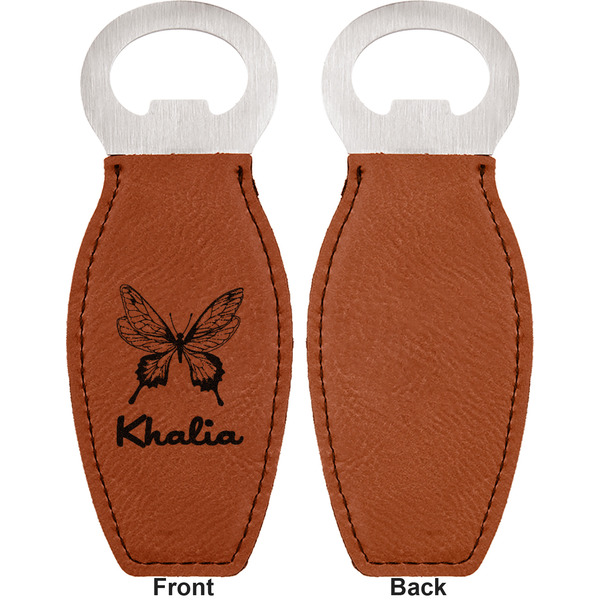 Butterflies Leather Bar Bottle Opener - Front and Back (single sided)