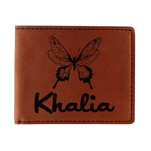 Custom Butterflies Leatherette Bifold Wallet (Personalized)
