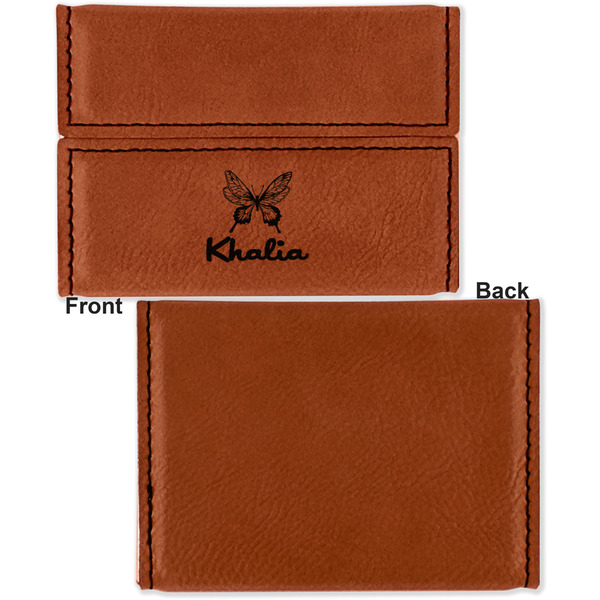 Butterflies Leather Business Card Holder Front Back Single Sided - Apvl