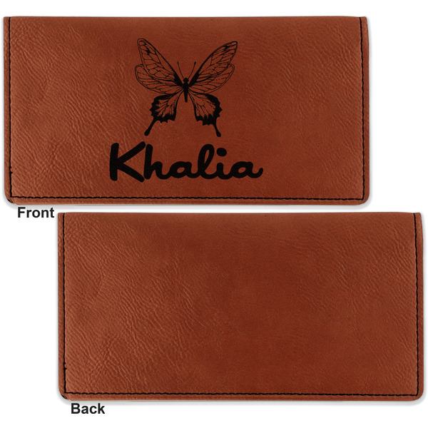 Butterflies Leather Checkbook Holder Front and Back Single Sided - Apvl