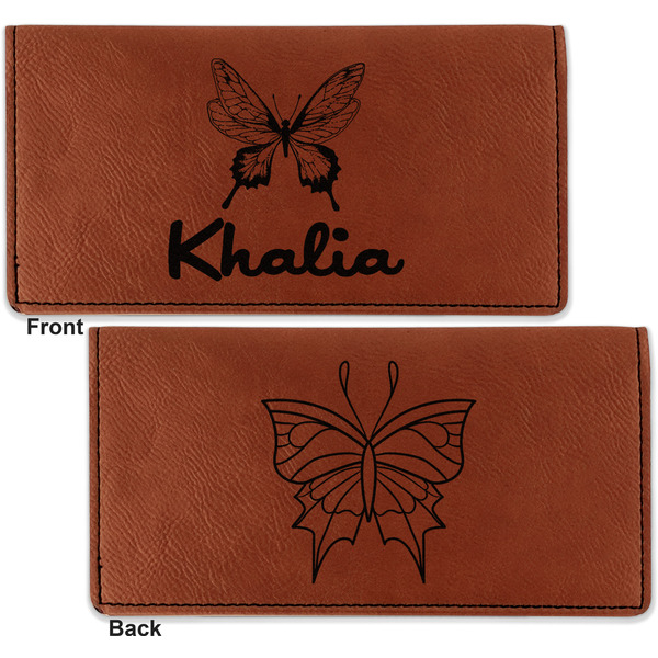 Butterflies Leather Checkbook Holder Front and Back