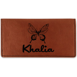 Butterflies Leatherette Checkbook Holder - Double Sided (Personalized)