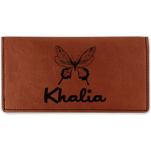 Custom Butterflies Leatherette Checkbook Holder - Double Sided (Personalized)