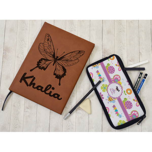 Butterflies Leather Sketchbook - Large - Single Sided - In Context