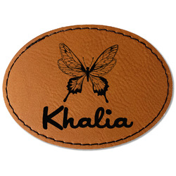 Butterflies Faux Leather Iron On Patch - Oval (Personalized)
