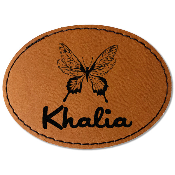 Custom Butterflies Faux Leather Iron On Patch - Oval (Personalized)