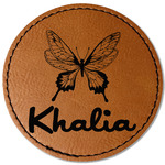 Butterflies Faux Leather Iron On Patch - Round (Personalized)