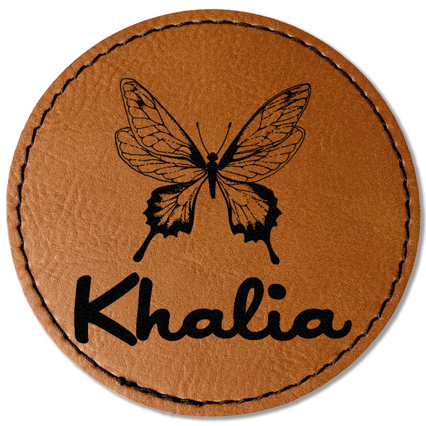 Custom Butterflies Faux Leather Iron On Patch - Round (Personalized)