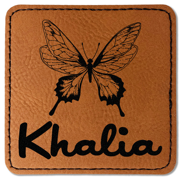 Custom Butterflies Faux Leather Iron On Patch - Square (Personalized)