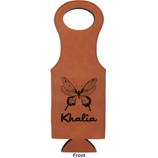 Butterflies Leatherette Wine Tote Single Sided - Front and Back