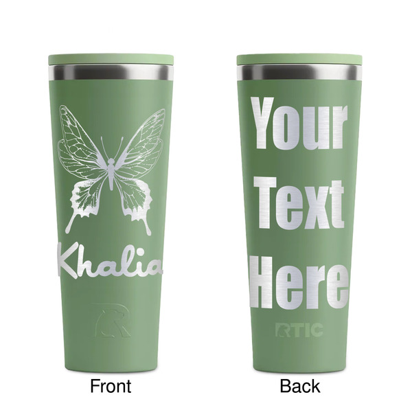 Butterflies Light Green RTIC Everyday Tumbler - 28 oz. - Front and Back