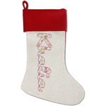 Butterflies Red Linen Stocking (Personalized)
