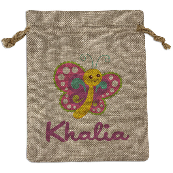 Custom Butterflies Burlap Gift Bag (Personalized)