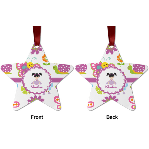 Butterflies Metal Star Ornament - Front and Back