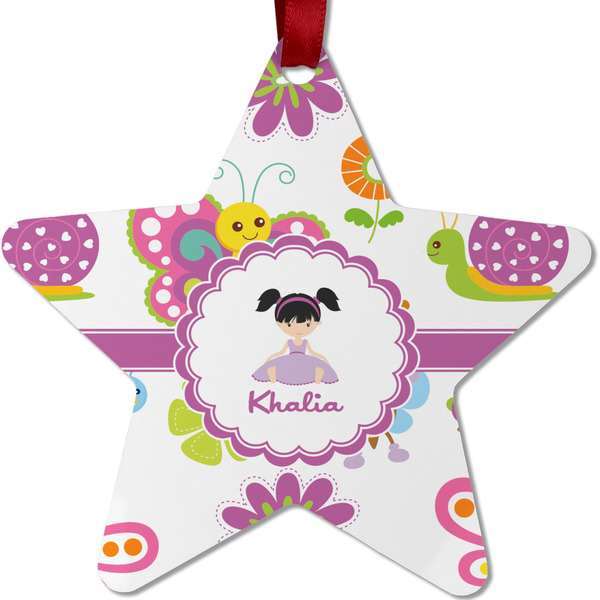 Custom Butterflies Metal Star Ornament - Double Sided w/ Name or Text