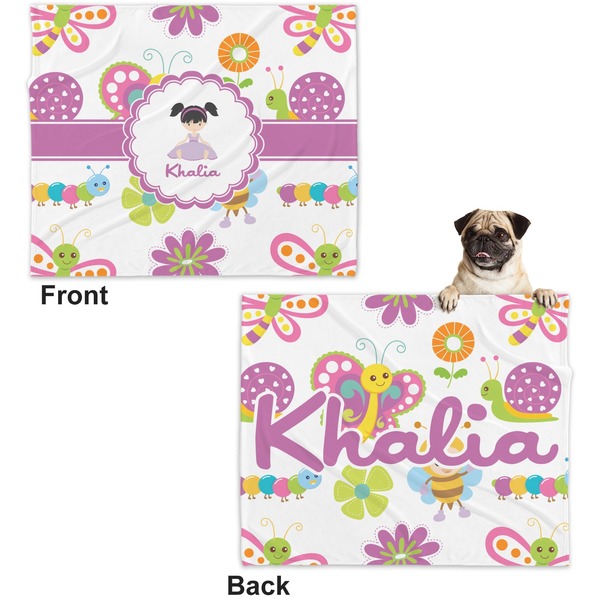 Butterflies Microfleece Dog Blanket - Large- Front & Back