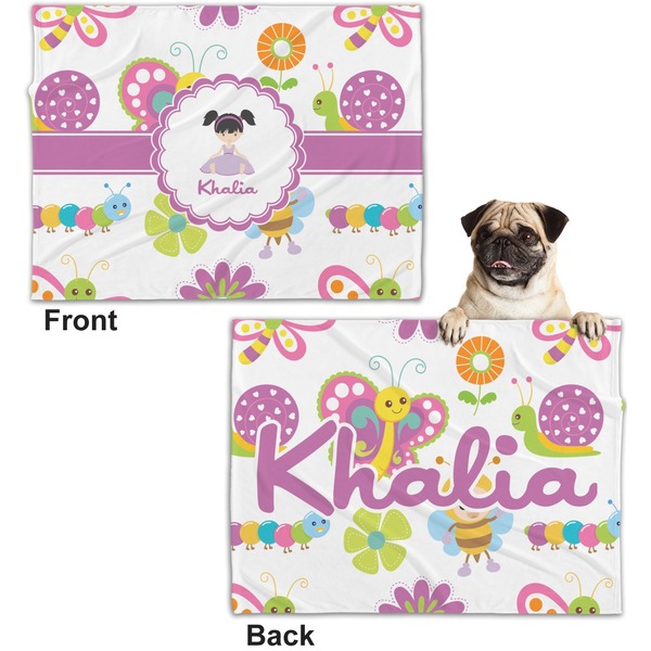 Butterflies Microfleece Dog Blanket - Regular - Front & Back