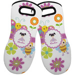 Butterflies Neoprene Oven Mitts - Set of 2 w/ Name or Text