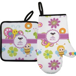 Butterflies Right Oven Mitt & Pot Holder Set w/ Name or Text