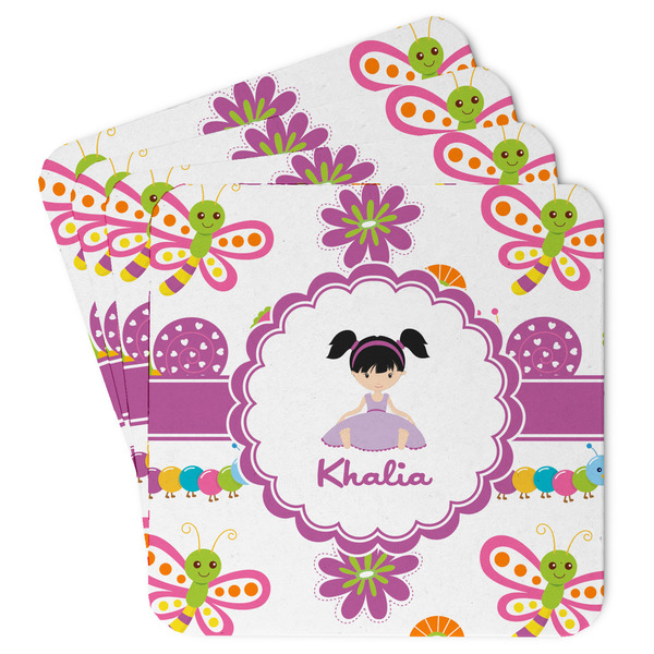 Custom Butterflies Paper Coasters w/ Name or Text