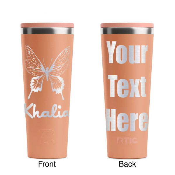 Butterflies Peach RTIC Everyday Tumbler - 28 oz. - Front and Back