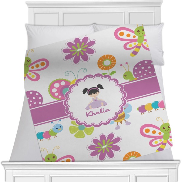 Custom Butterflies Minky Blanket - Toddler / Throw - 60"x50" - Single Sided (Personalized)