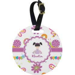 Butterflies Plastic Luggage Tag - Round (Personalized)
