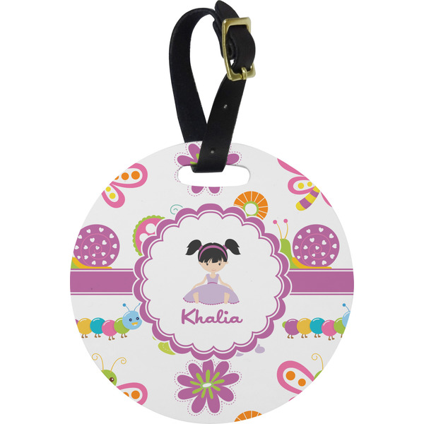 Custom Butterflies Plastic Luggage Tag - Round (Personalized)